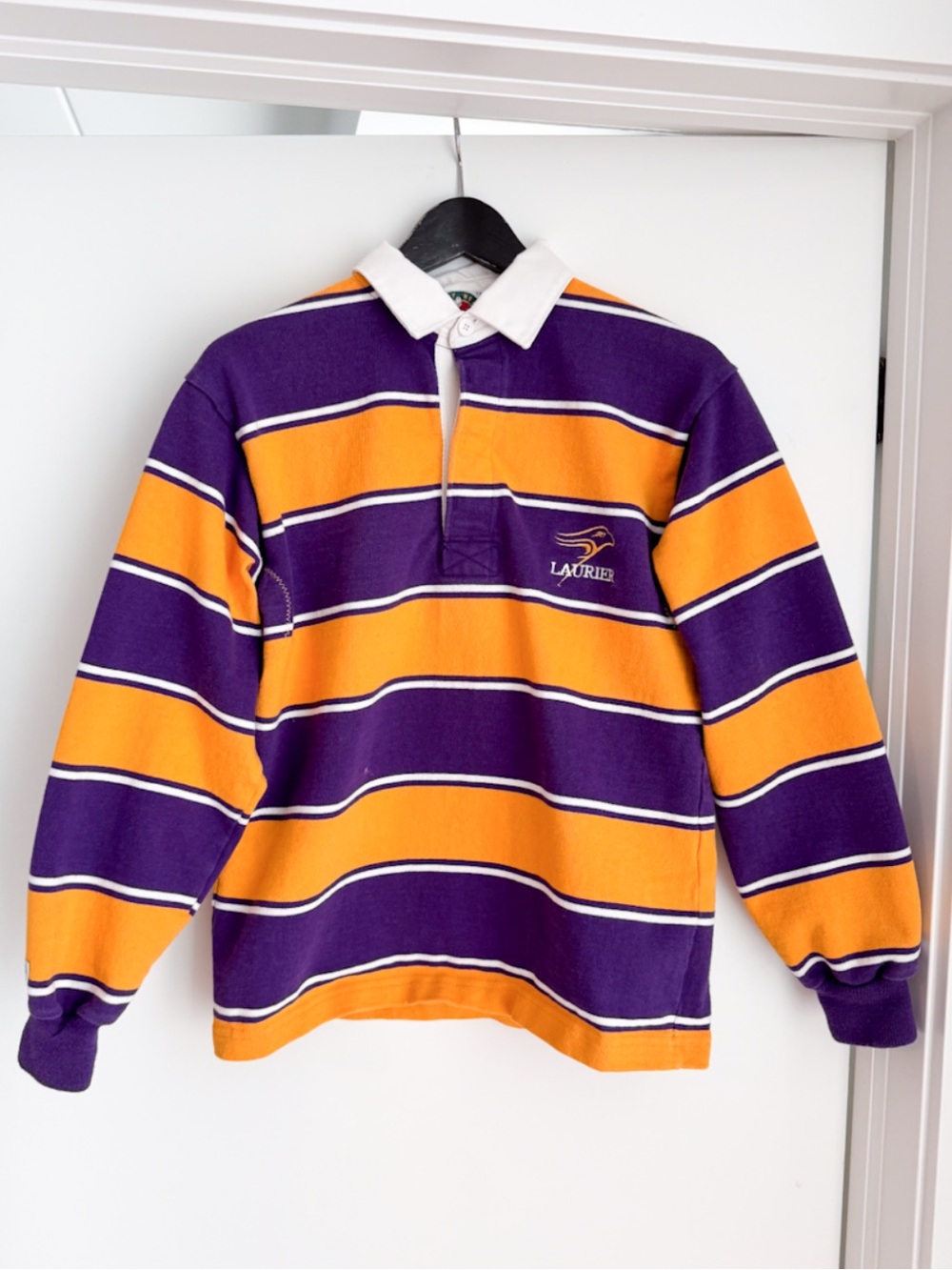 Vintage Barbarian Laurier Golden Hawks Rugby Shirt XS Made in Canada